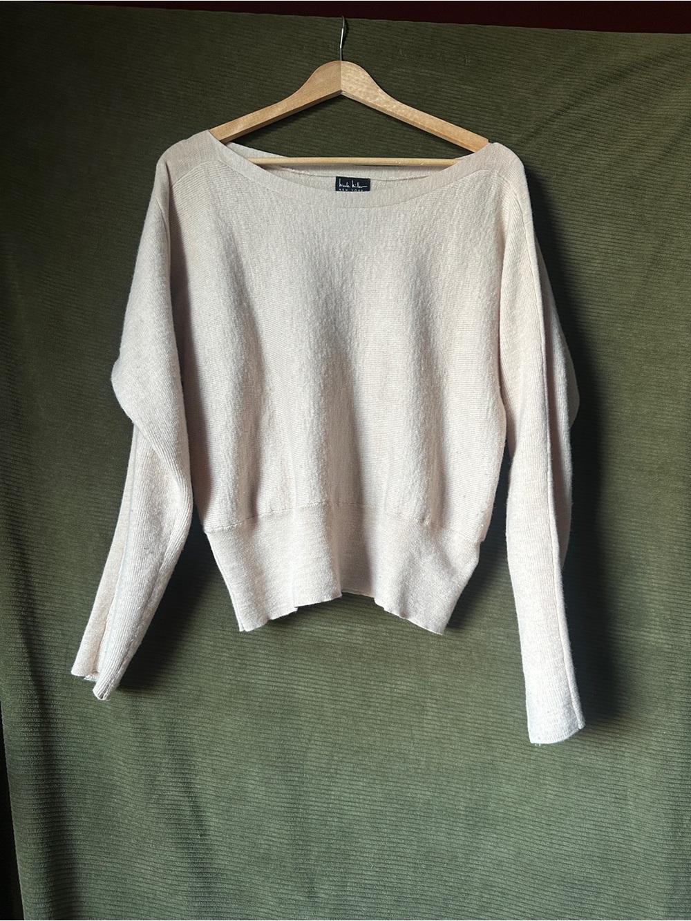 100% Extra Fine Merino Wool Lightweight Sweater in Blush by Nicole Miller